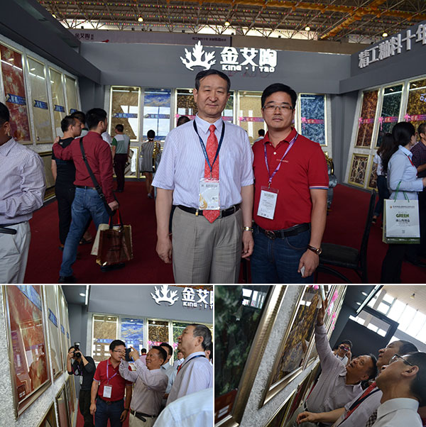 中国建筑卫生陶瓷协会领导一行莅临糖心LOGO柚子猫陶瓷砖展位并合影
