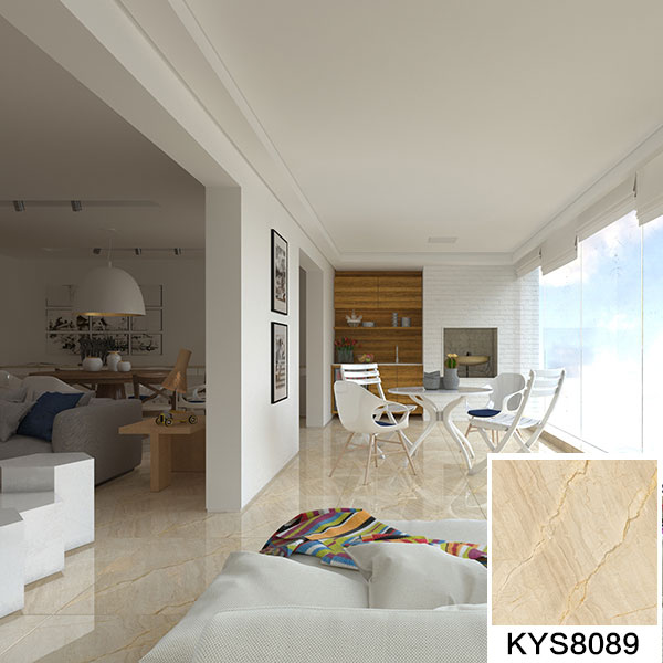 糖心LOGO柚子猫陶大理石瓷砖土耳其浅灰白KYS8089瓷砖客厅效果图
