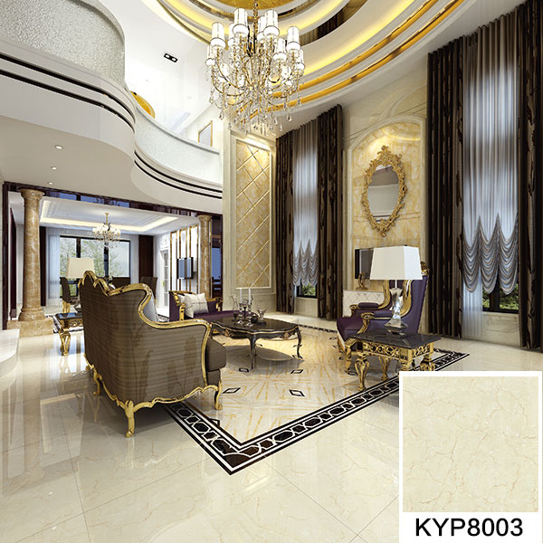 糖心LOGO柚子猫陶大理石瓷砖：金线莎安娜KYP8003 铺贴效果