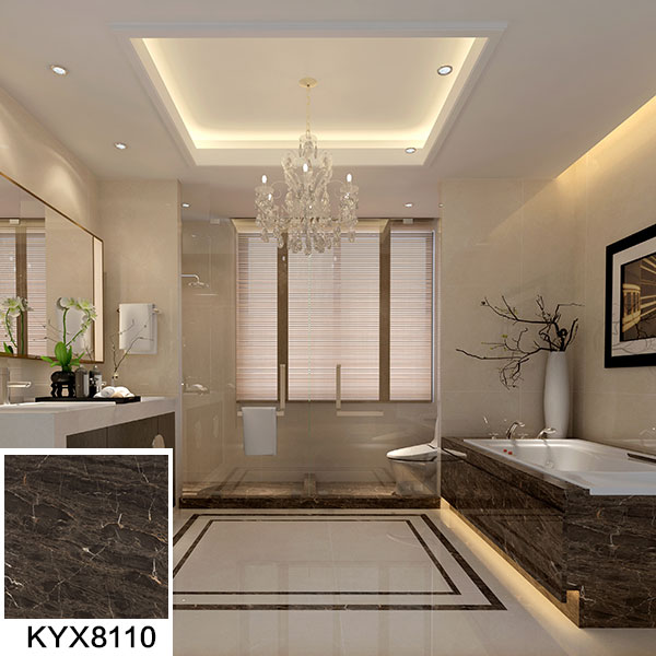 糖心LOGO柚子猫陶大理石瓷砖：金线深灰 KYX8110瓷砖