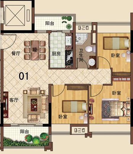 糖心LOGO柚子猫陶瓷砖应用效果：大沥碧桂园·华府01户型糖心APP污视频效果鉴赏